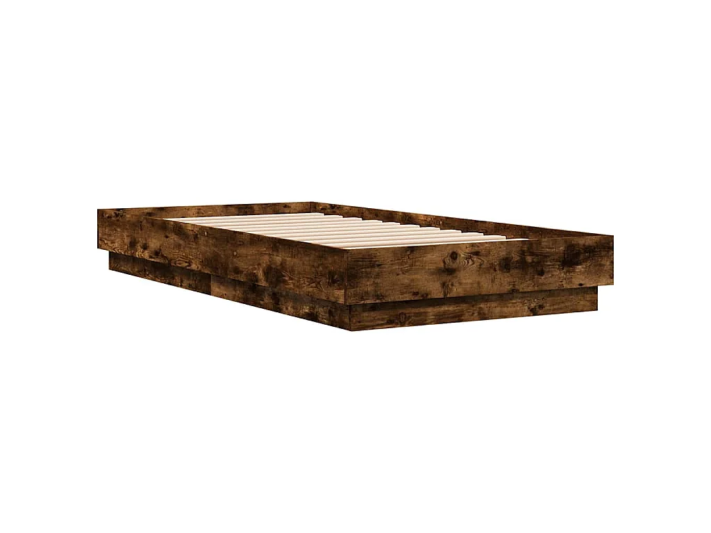 Bedframe met LED-verlichting gerookt eikenkleurig 75x190 cm