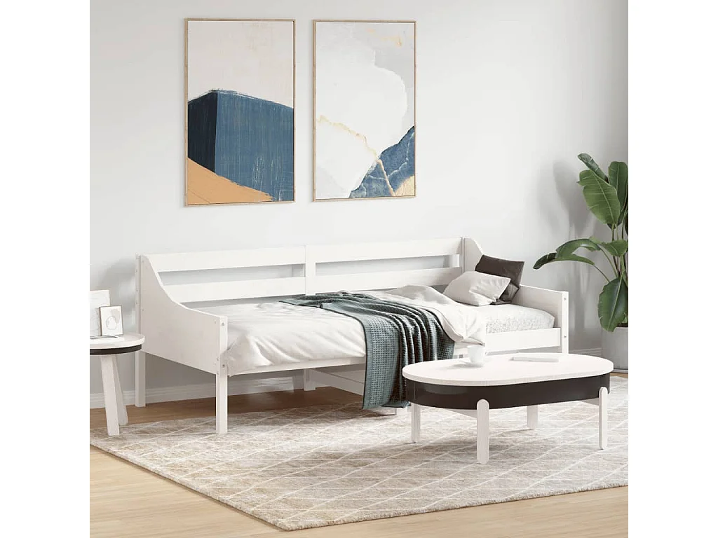 Dormeuse senza Materasso Bianca 90x190 cm Legno Massello Pino