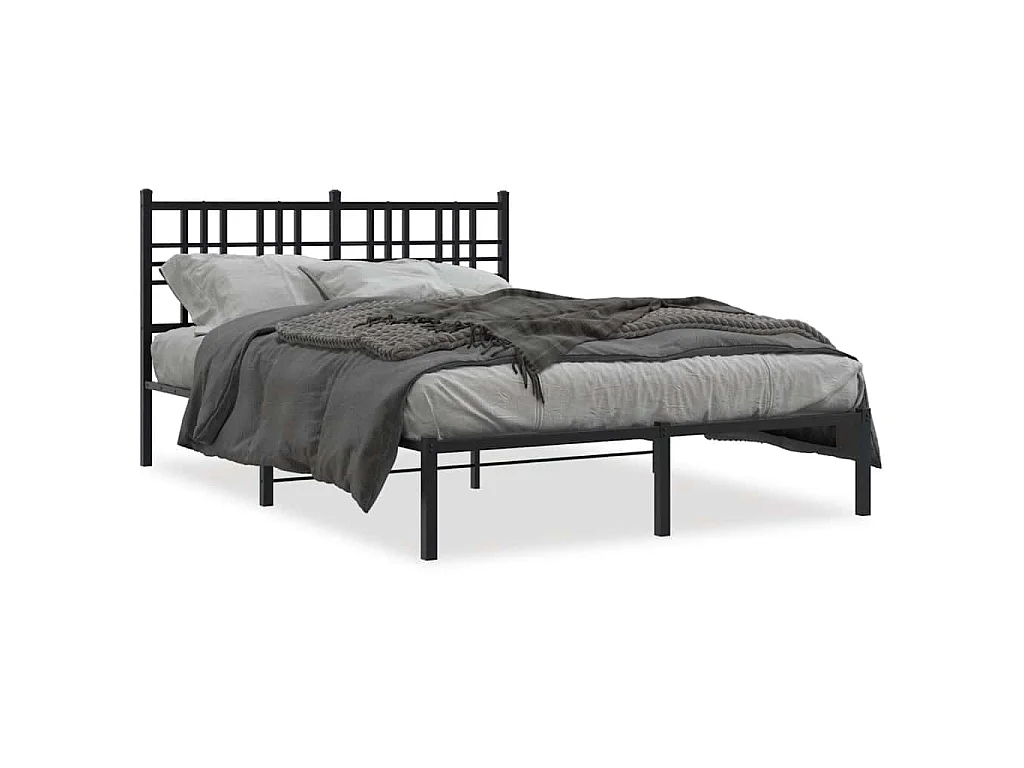 Cadre de lit métal sans matelas avec tête de lit noir 120x200cm