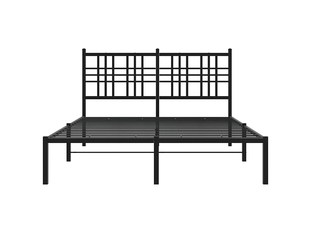 Cadre de lit métal sans matelas avec tête de lit noir 120x200cm
