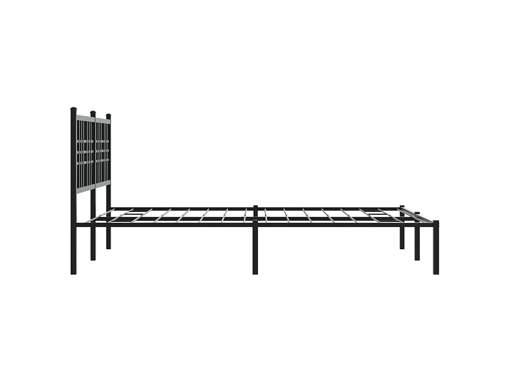 Cadre de lit métal sans matelas avec tête de lit noir 120x200cm