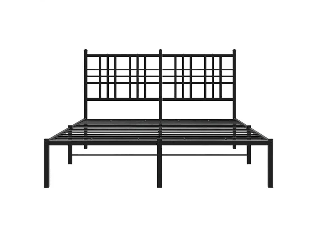 Bedframe met hoofdbord metaal zwart 120x200 cm