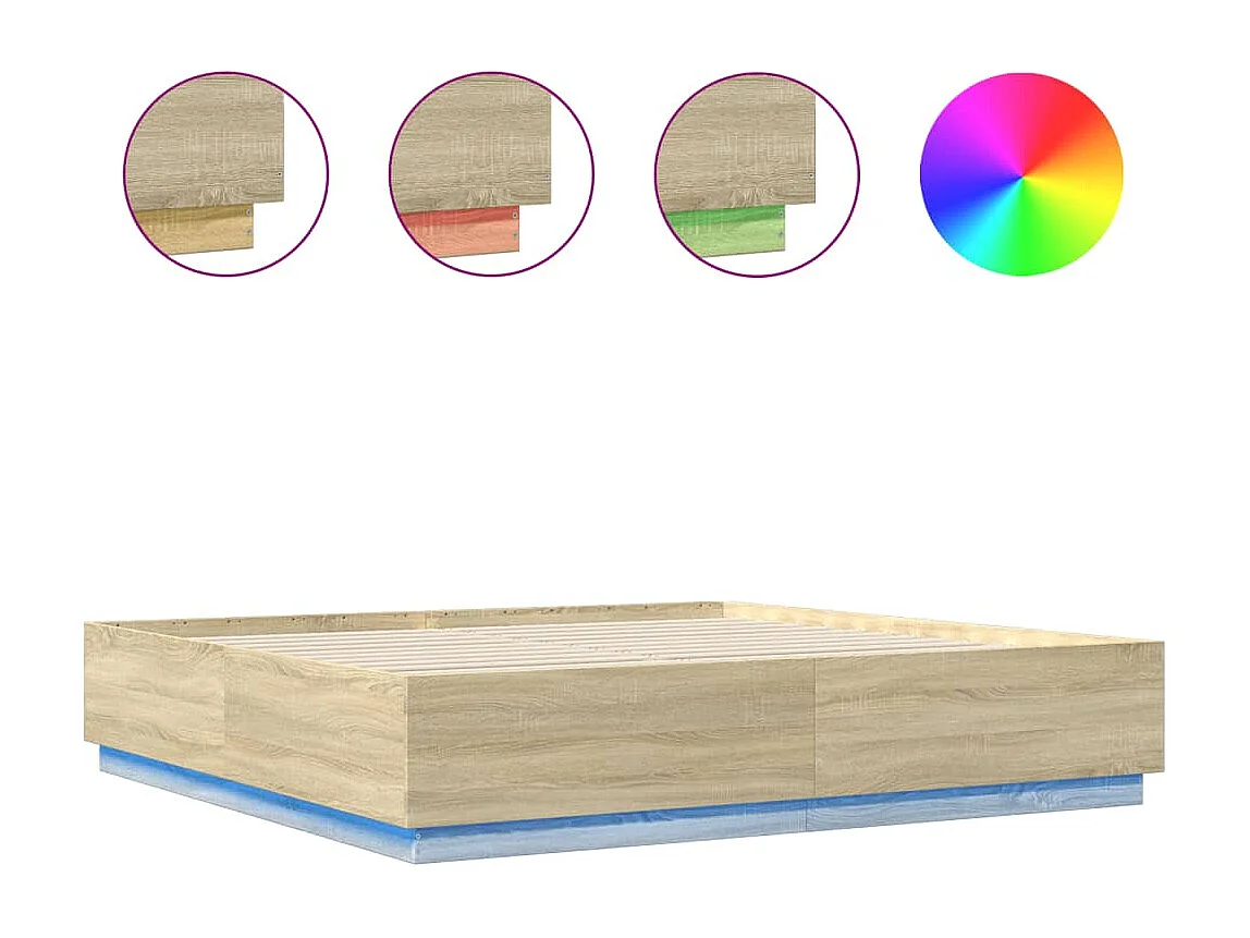Cadre de lit avec LED sans matelas chêne sonoma 180x200 cm
