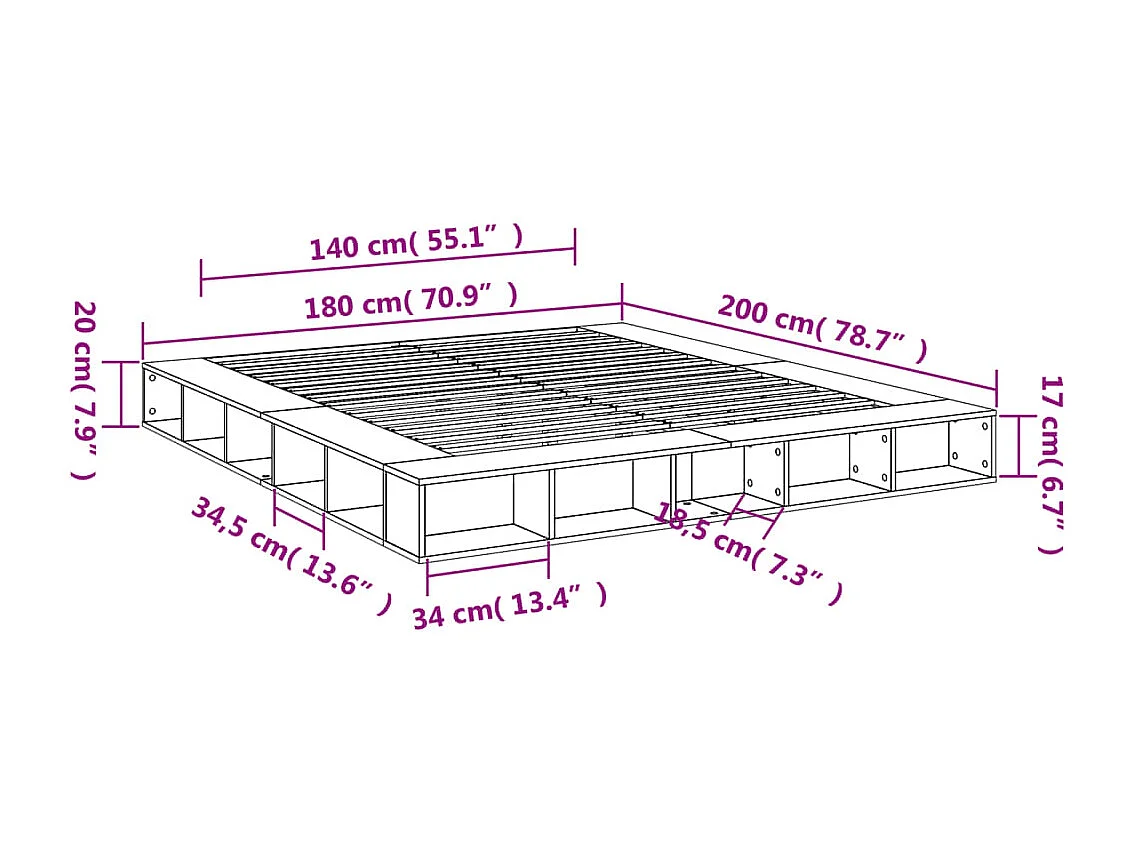 Cadre de lit sans matelas blanc 180x200 cm