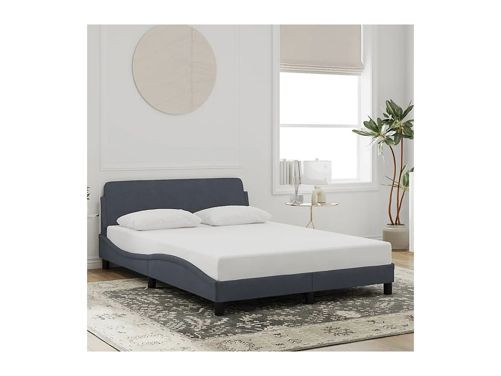 Cadre de lit sans matelas gris foncé 120x200 cm velours