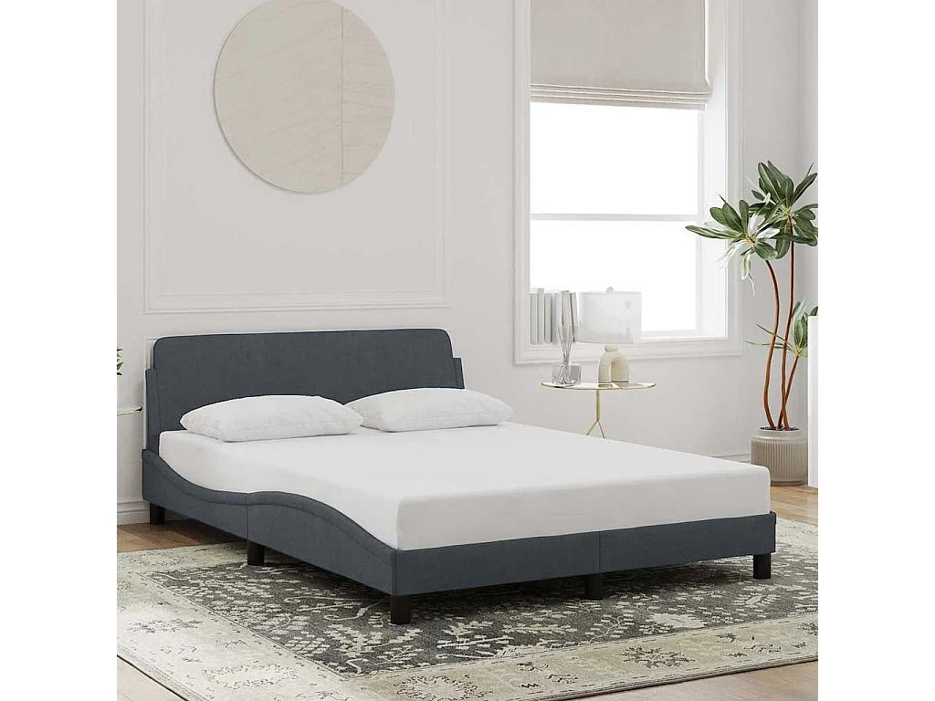 Cadre de lit Dover gris foncé 120x200 cm velours