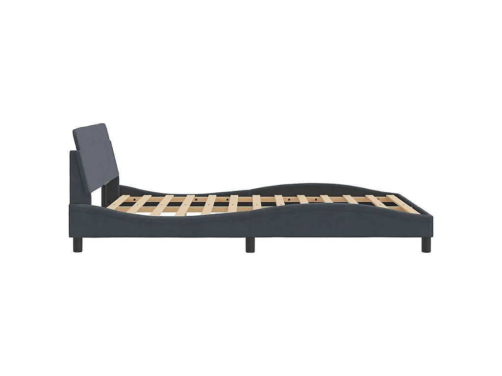 Cadre de lit Dover gris foncé 120x200 cm velours