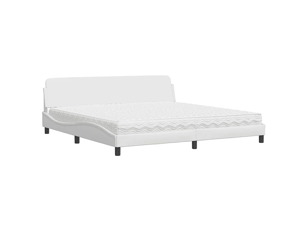 Letto con Materasso Dover Bianco 200x200cm in Similpelle