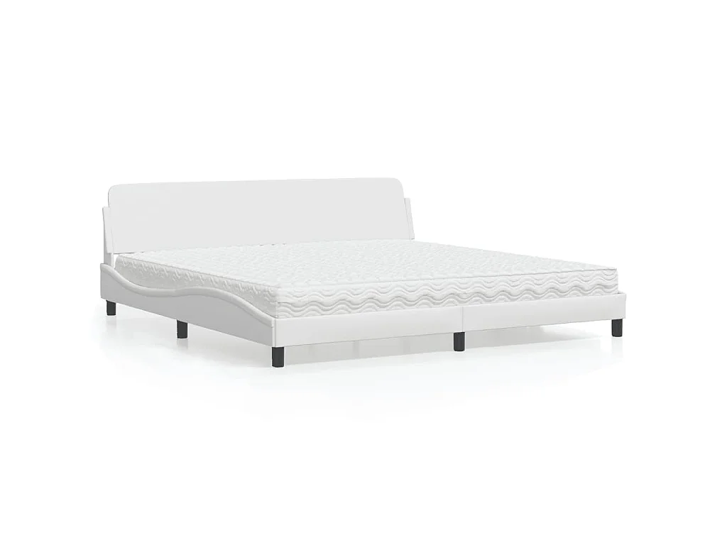 Letto con Materasso Dover Bianco 200x200cm in Similpelle