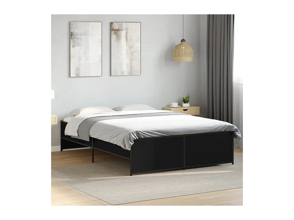Cadre de lit sans matelas noir 135x190 cm