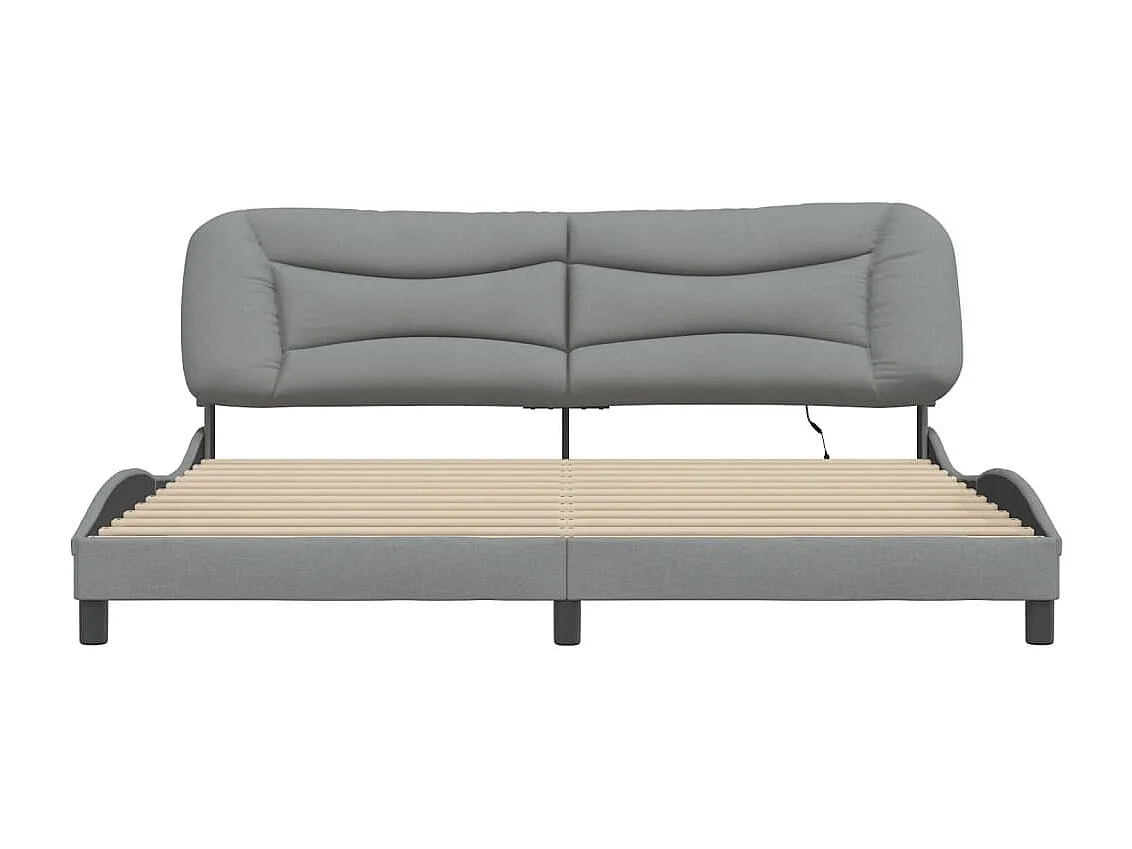 Cadre de lit avec LED sans matelas Hvar gris clair 200x200 cm tissu