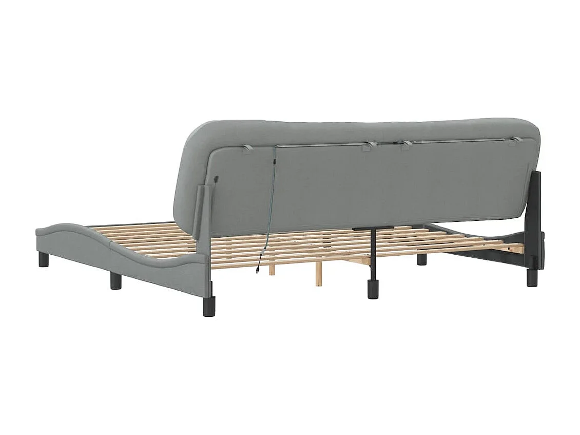 Cadre de lit avec LED sans matelas Hvar gris clair 200x200 cm tissu