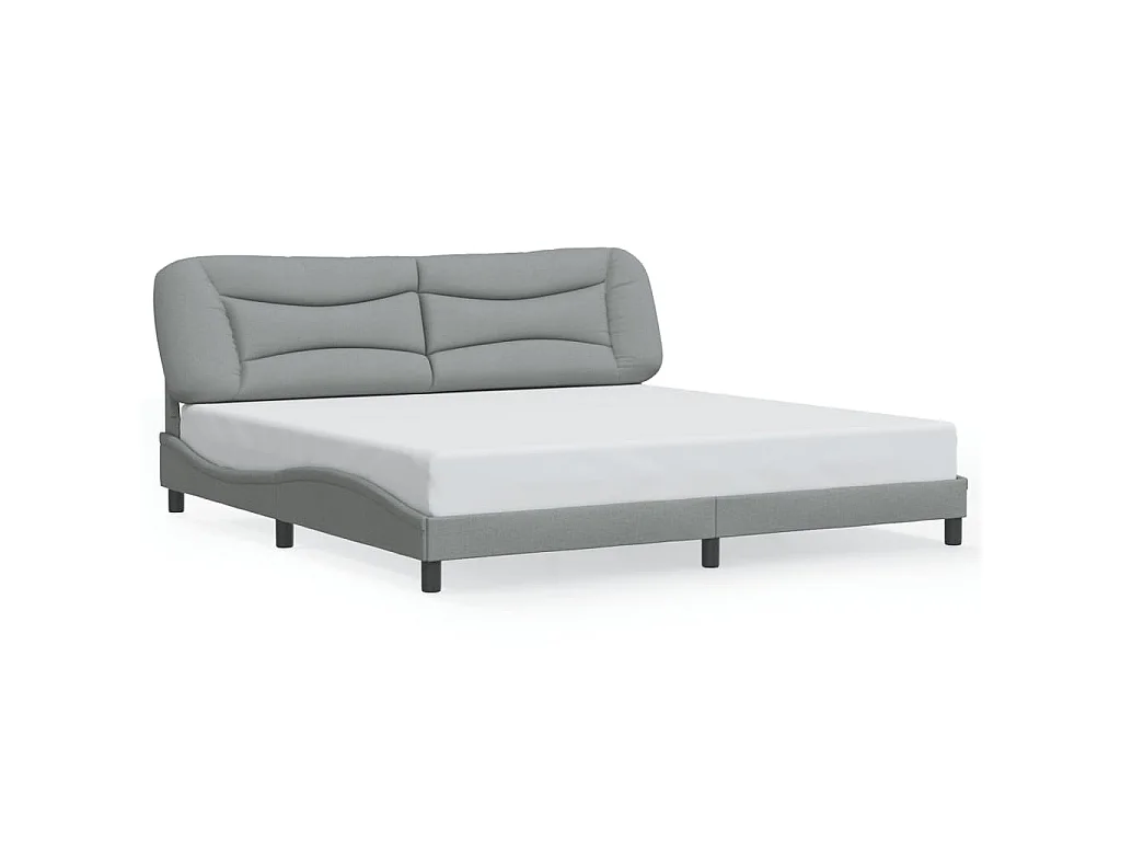 Cadre de lit avec LED sans matelas Hvar gris clair 200x200 cm tissu