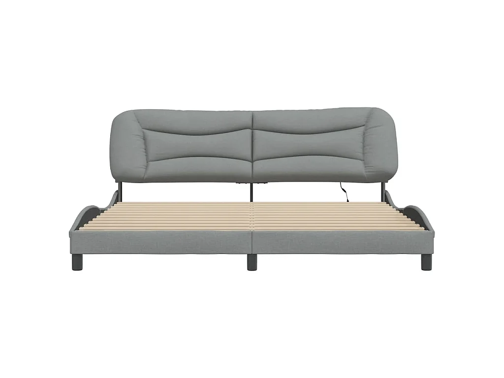 Cadre de lit avec LED sans matelas Hvar gris clair 200x200 cm tissu
