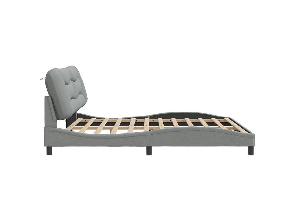 Cadre de lit avec LED sans matelas Hvar gris clair 200x200 cm tissu