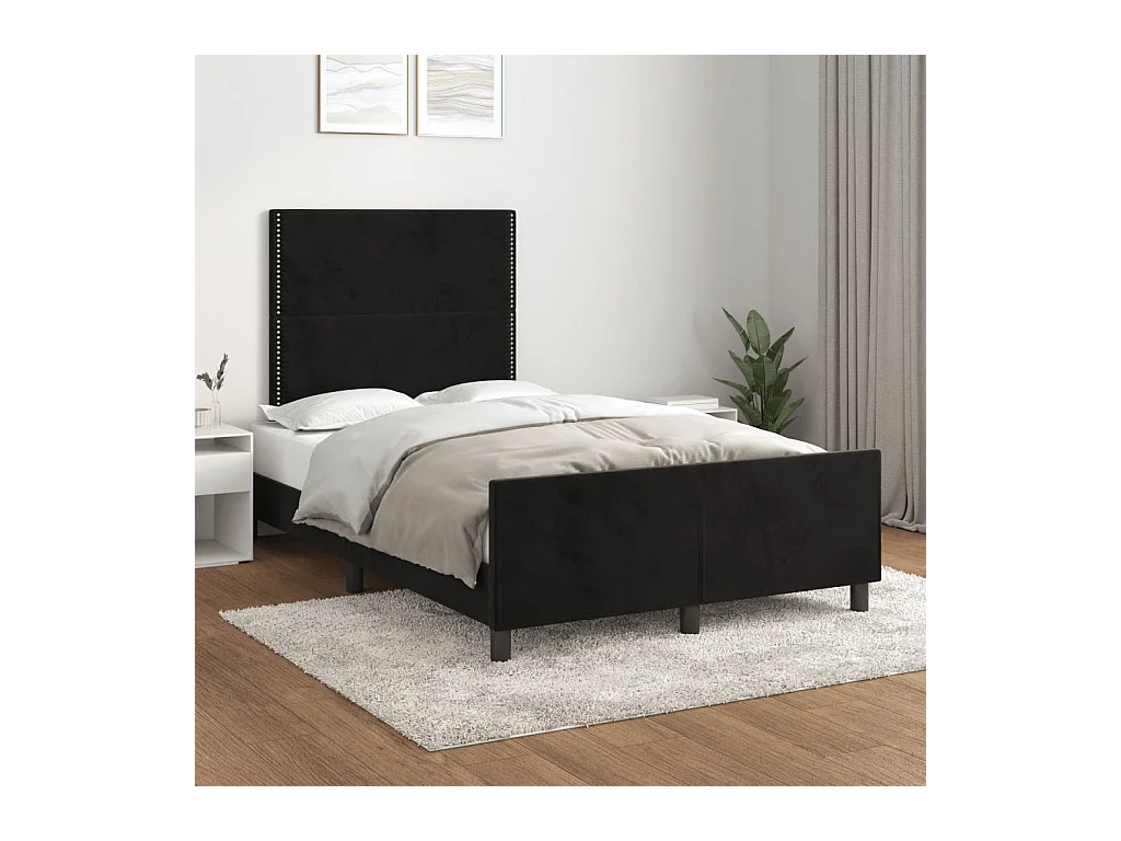 Cadre de lit sans matelas noir 120x190 cm velours
