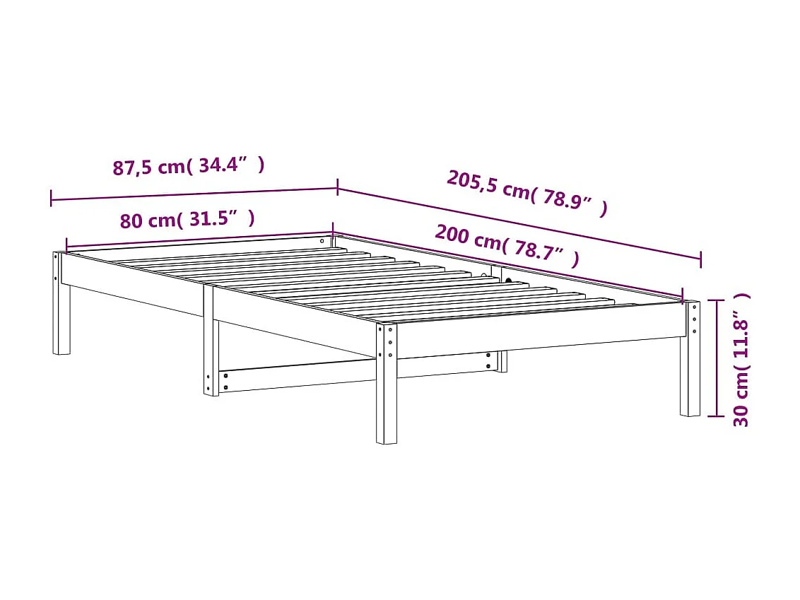 Sofá cama sin colchón madera maciza pino marrón cera 80x200 cm