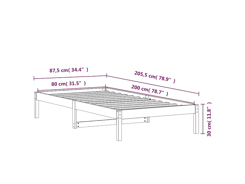 Slaapbank zonder matras 80x200 cm massief grenenhout wasbruin