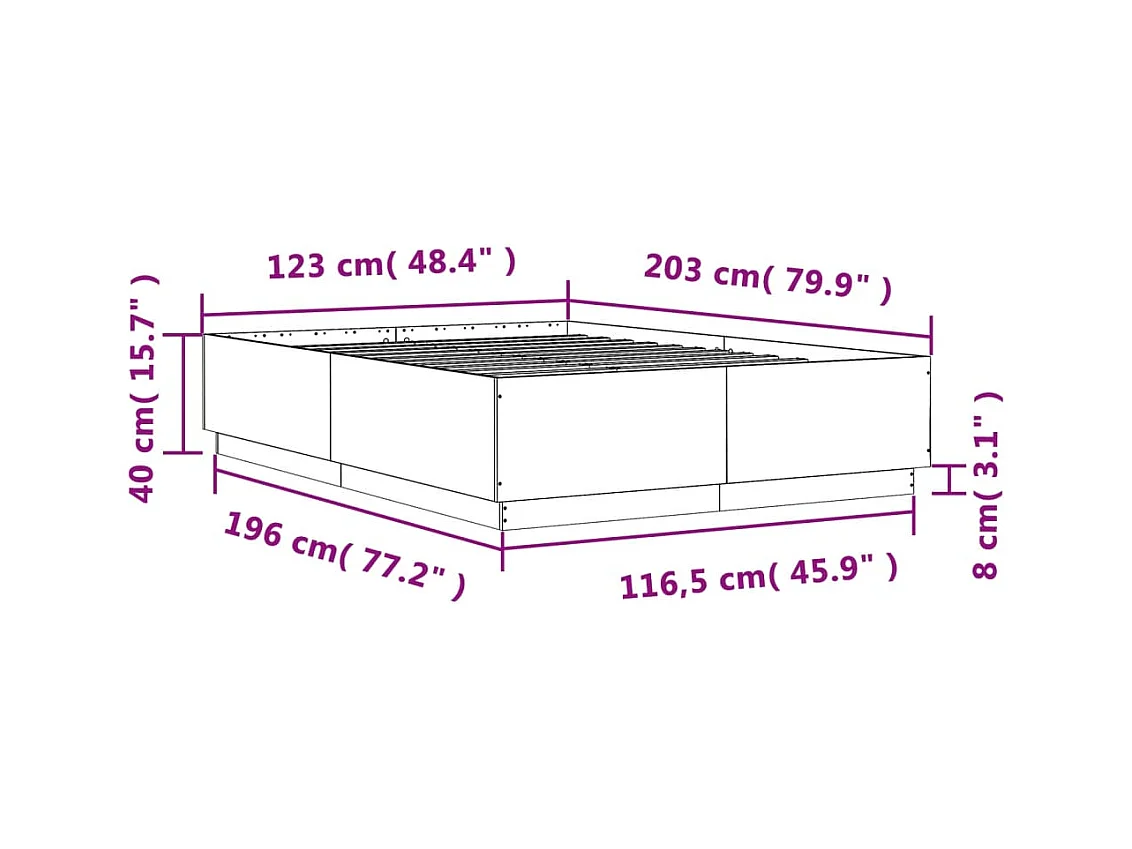 Cadre de lit avec LED sans matelas chêne sonoma 120x200 cm