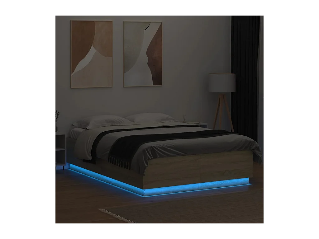 Cadre de lit avec LED sans matelas chêne sonoma 120x200 cm