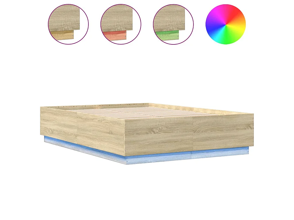 Bettgestell mit LED Sonoma-Eiche 120x200 cm Holzwerkstoff