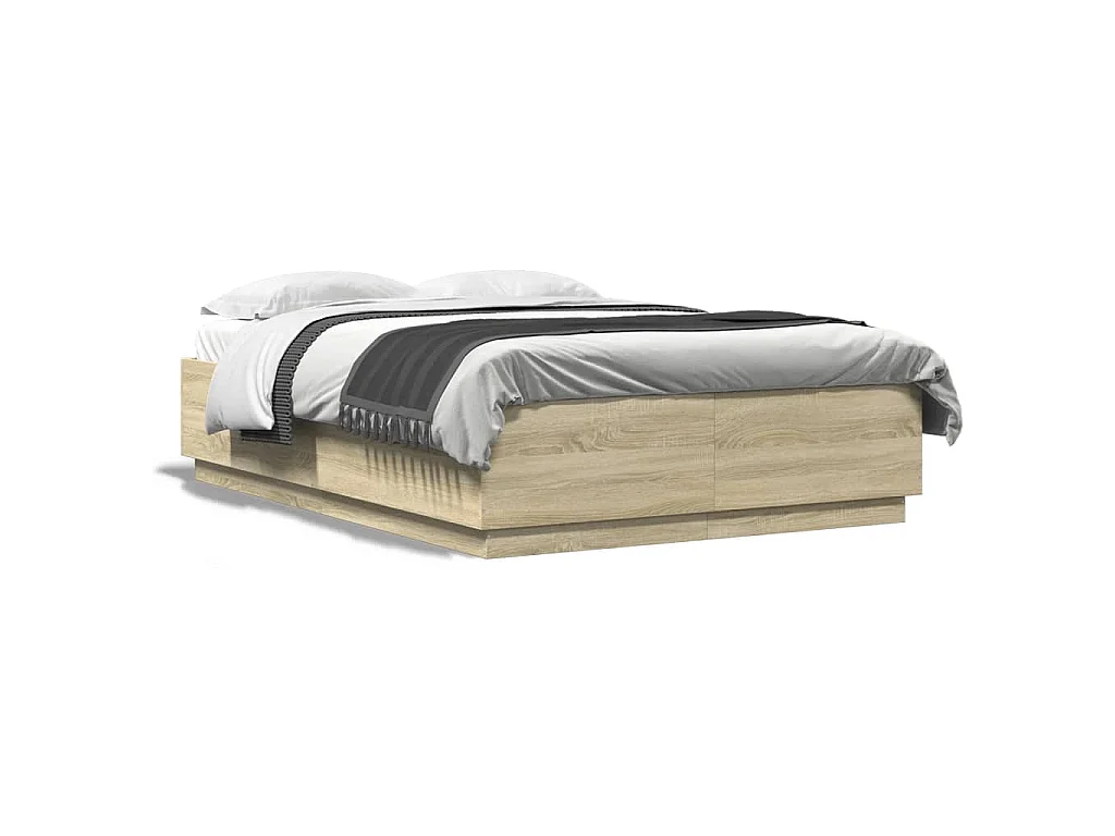 Bettgestell mit LED Sonoma-Eiche 120x200 cm Holzwerkstoff