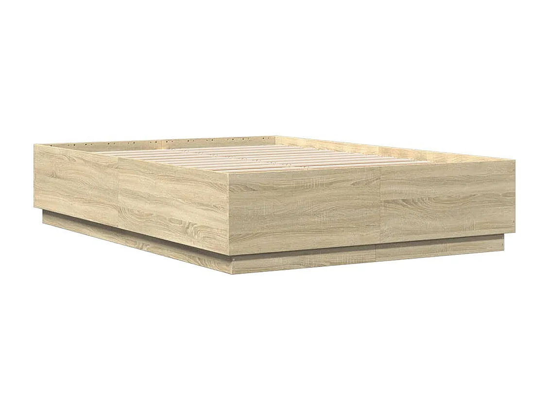 Bettgestell mit LED Sonoma-Eiche 120x200 cm Holzwerkstoff