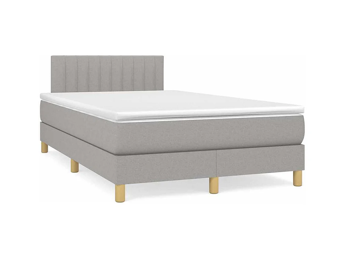 Sommier à lattes de lit matelas LED gris clair 120x190 cm tissu