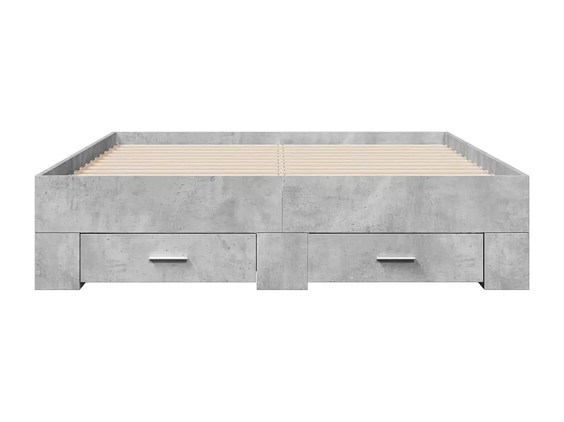 Cadre de lit avec tiroirs sans matelas gris béton 135x190 cm