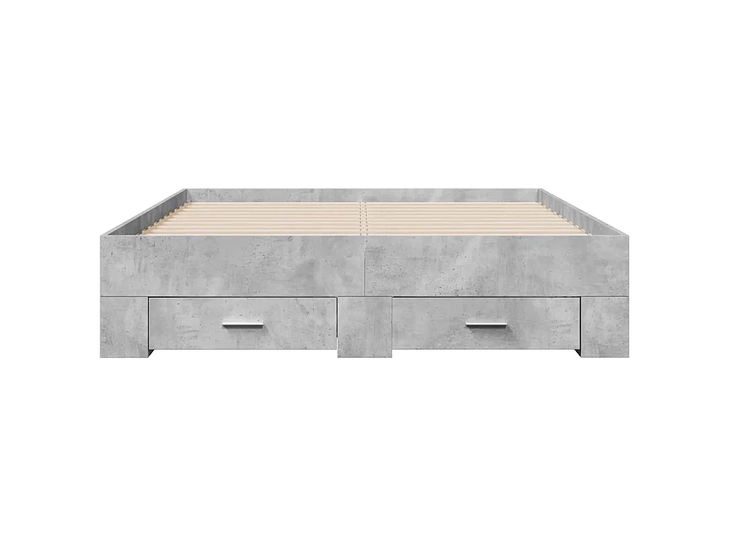 Cadre de lit avec tiroirs sans matelas gris béton 135x190 cm