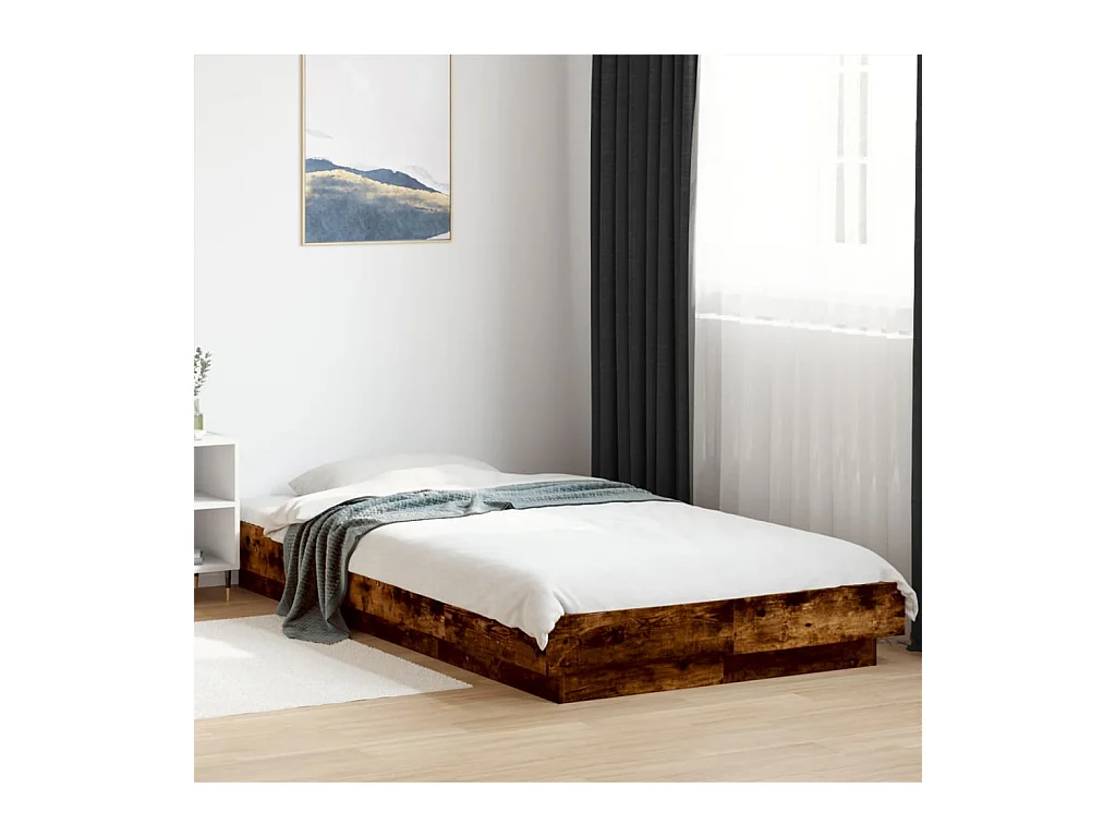 Giroletto con Luci LED Rovere Fumo 90x200 cm Legno Multistrato
