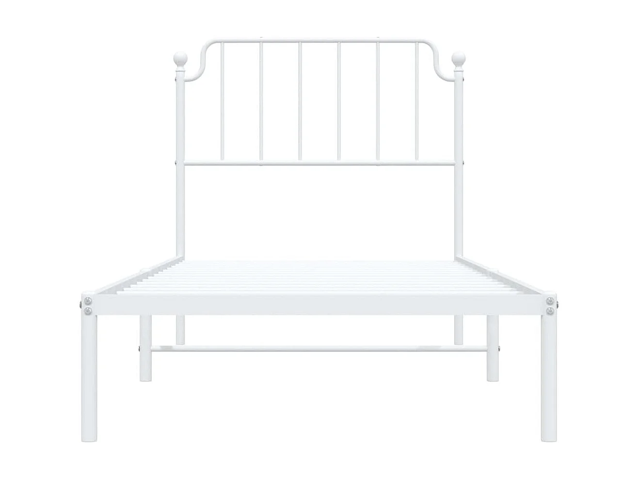 Cadre de lit métal sans matelas avec tête de lit blanc 90x190cm