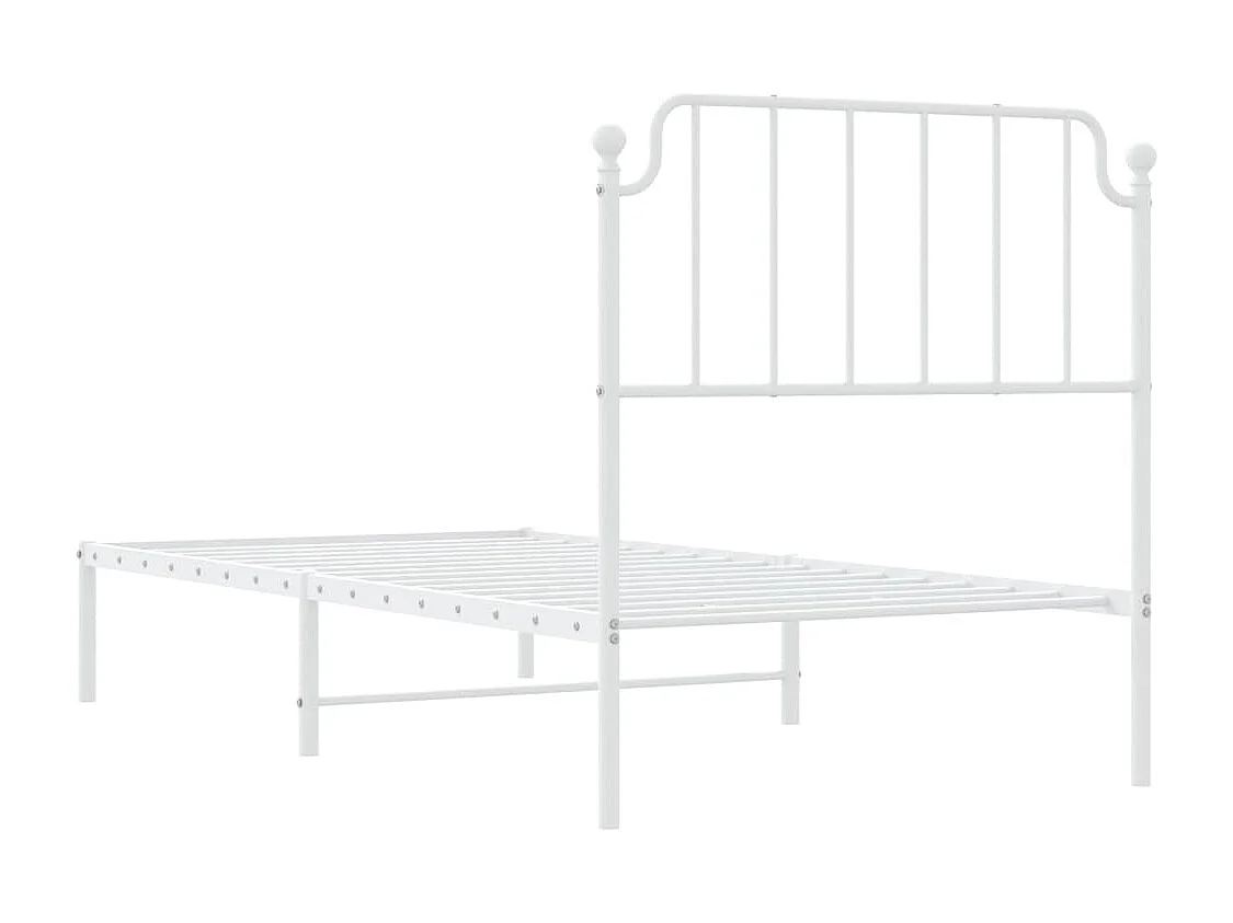 Cadre de lit métal sans matelas avec tête de lit blanc 90x190cm