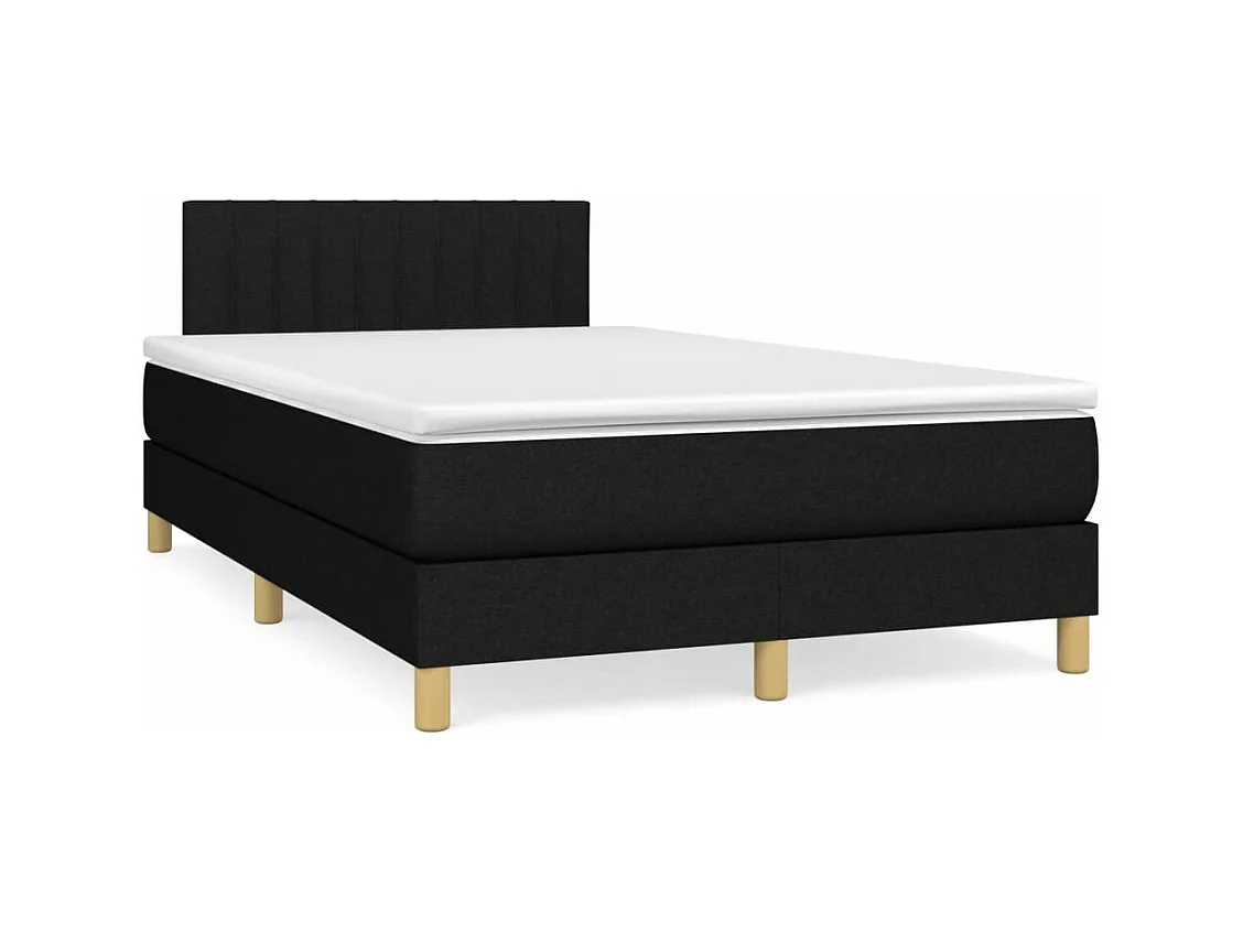 Sommier à lattes de lit avec matelas noir 120x190 cm tissu