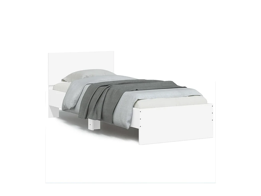 Giroletto con Testiera e LED Bianco 90x190 cm