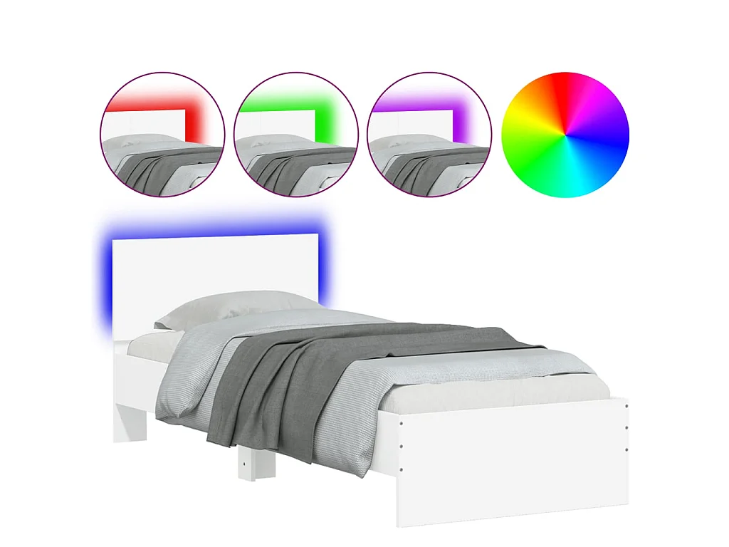 Cadre de lit sans matelas avec lumières LED blanc 90x190 cm