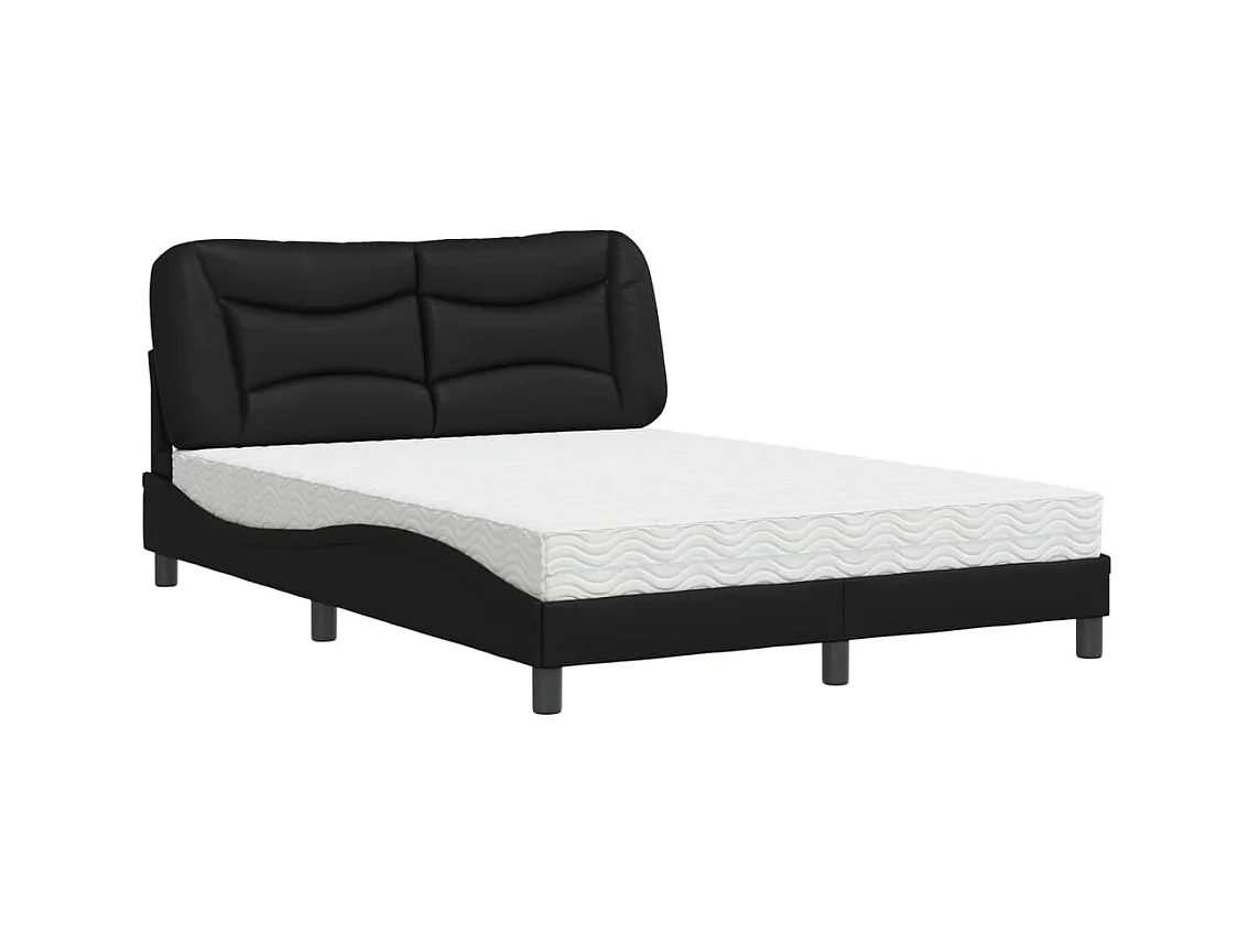 Letto con Materasso Nero 140x200 cm in Similpelle