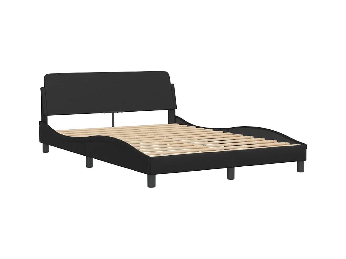 Letto con Materasso Nero 140x200 cm in Similpelle