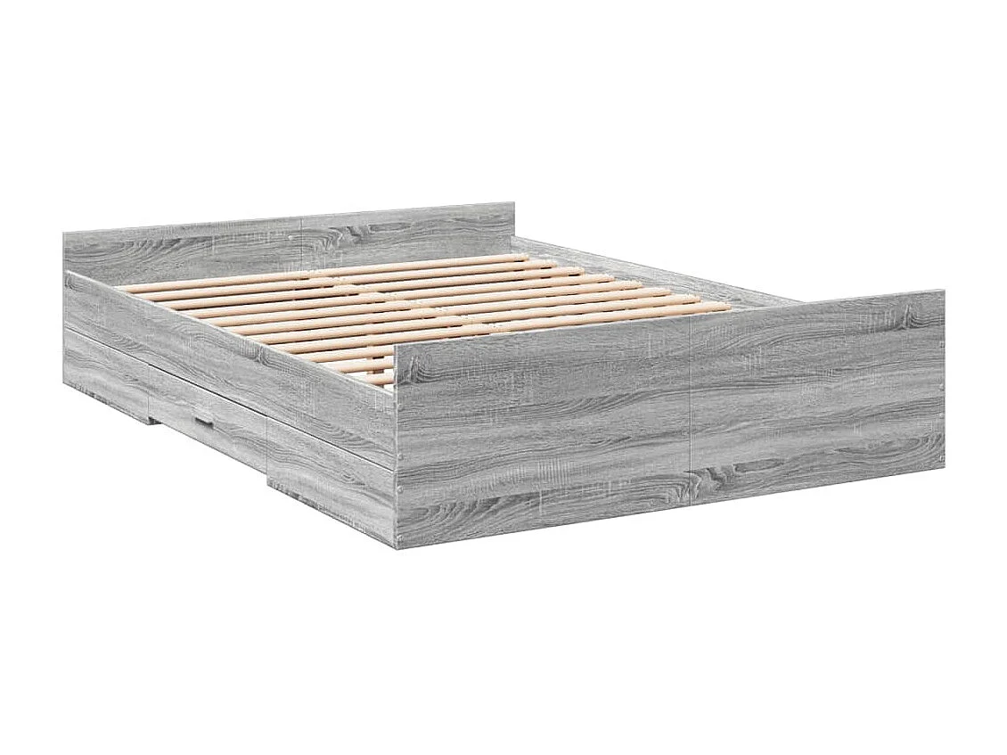 Bettgestell mit Schubladen Grau Sonoma 120x200 cm Holzwerkstoff