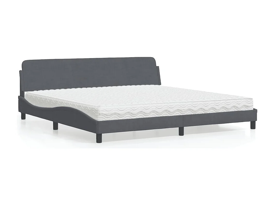 Bed met matras "Dover" fluweel donkergrijs 200x200 cm