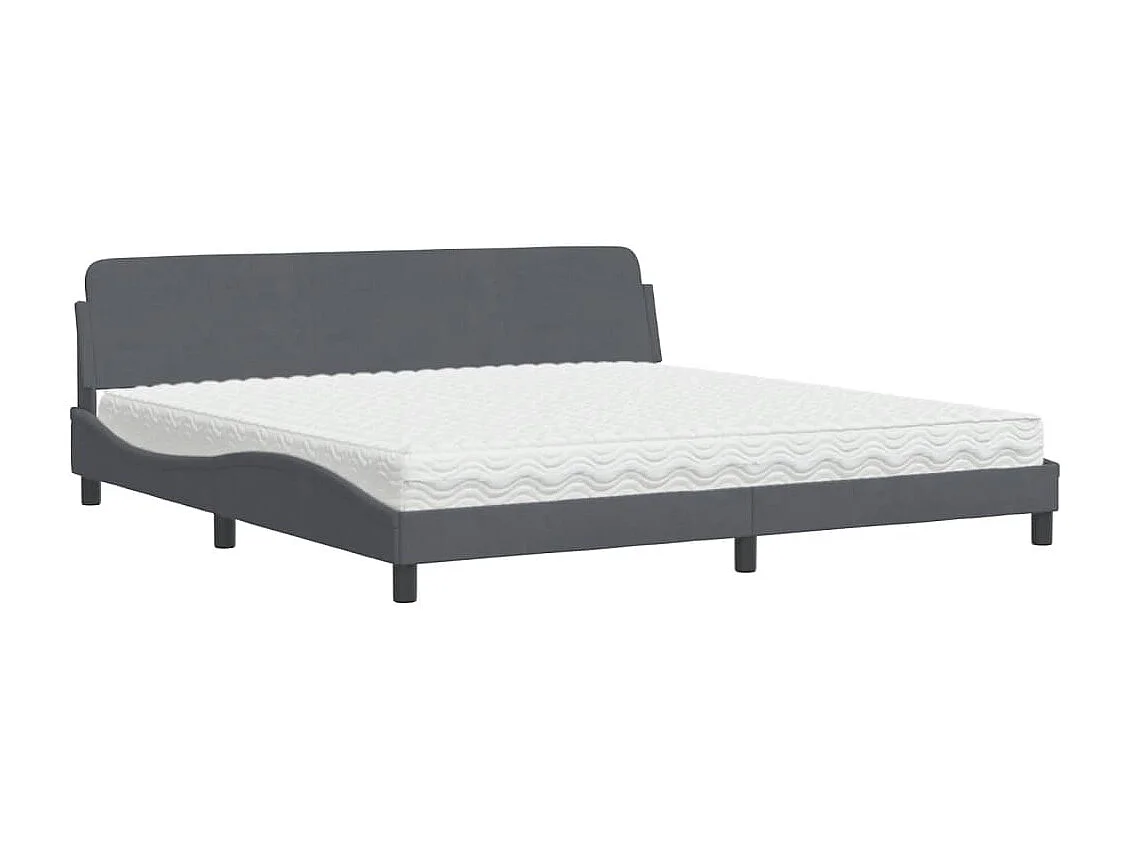 Lit avec matelas Dover gris foncé 200x200 cm velours