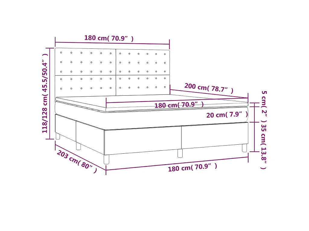 Boxspring met matras stof zwart 180x200 cm
