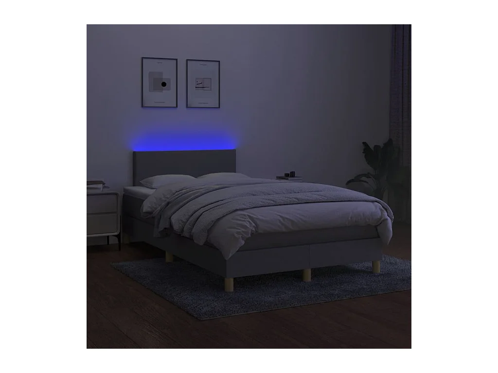 Boxspringbett mit Matratze & LED Hellgrau 120x190 cm Stoff