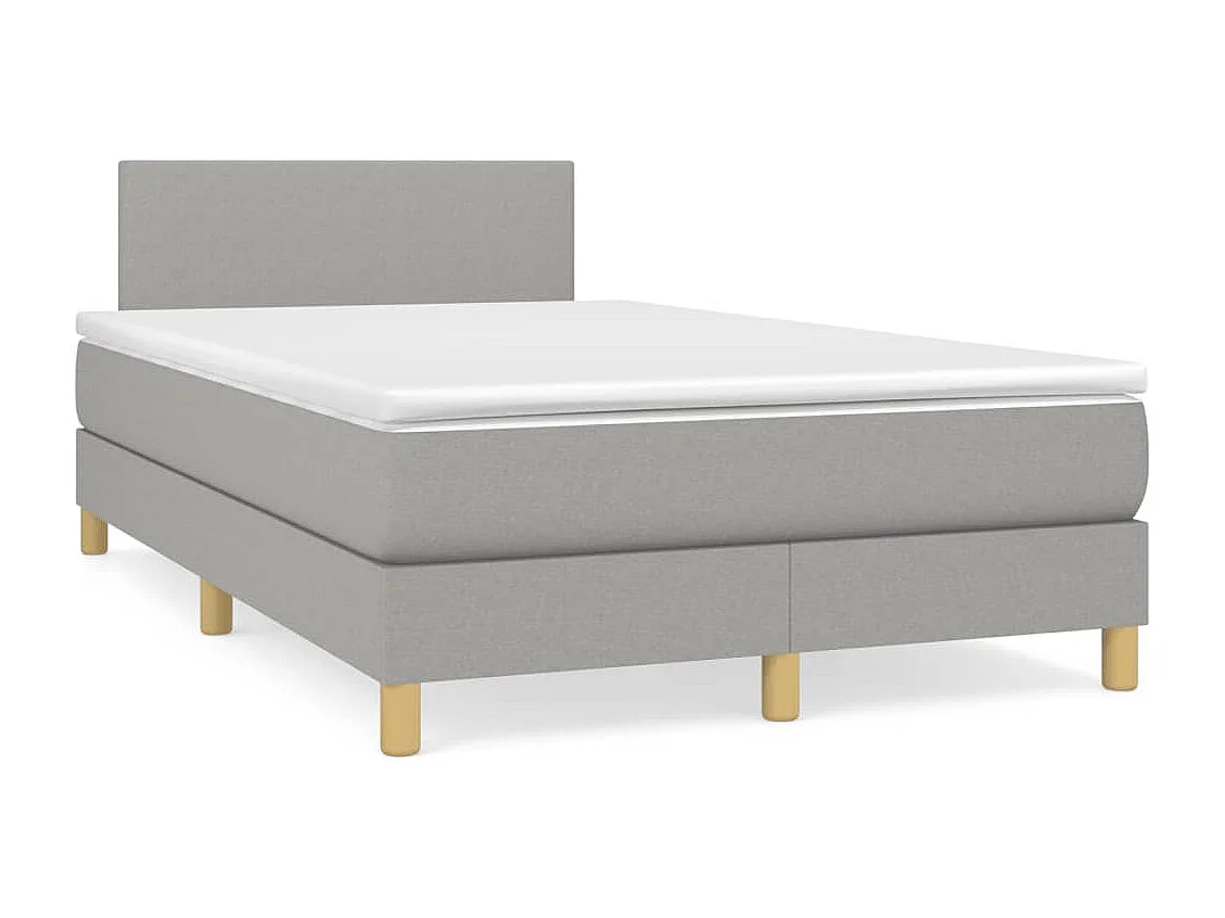 Cama box spring c/ colchão e LED 120x190 cm tecido cinza-claro
