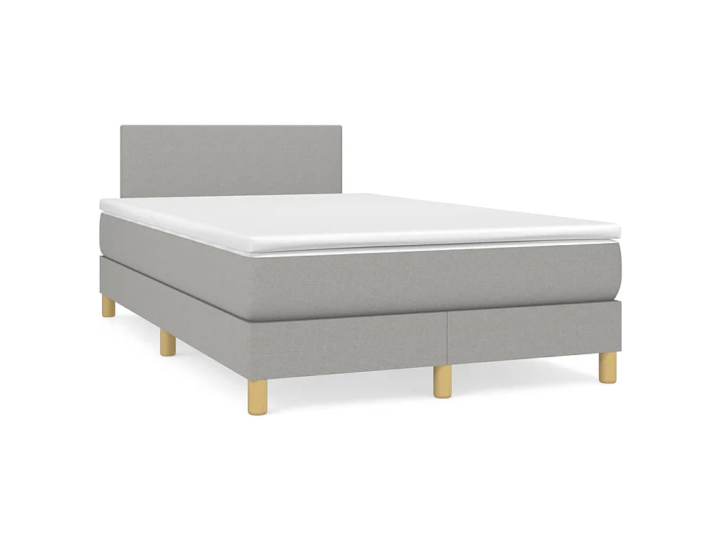 Sommier à lattes de lit matelas LED gris clair 120x190 cm tissu