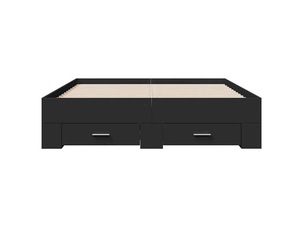 Cadre de lit avec tiroirs sans matelas noir 140x190 cm