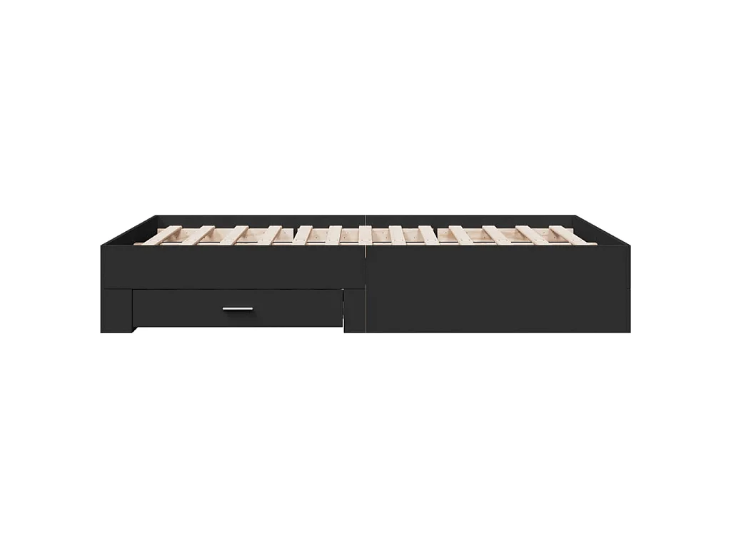 Cadre de lit avec tiroirs sans matelas noir 140x190 cm