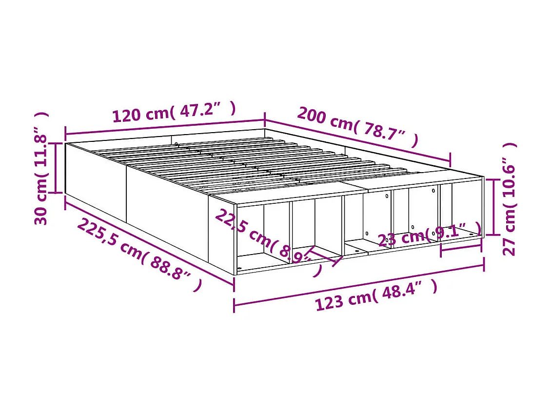Bettgestell Schwarz 120x200 cm Holzwerkstoff