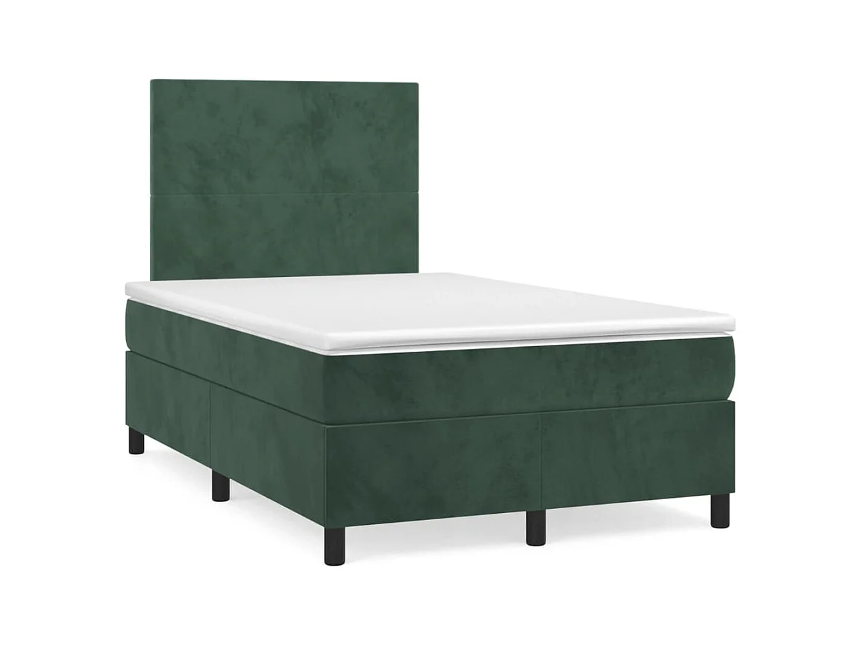 Sommier à lattes de lit avec matelas LED vert foncé 120x190 cm