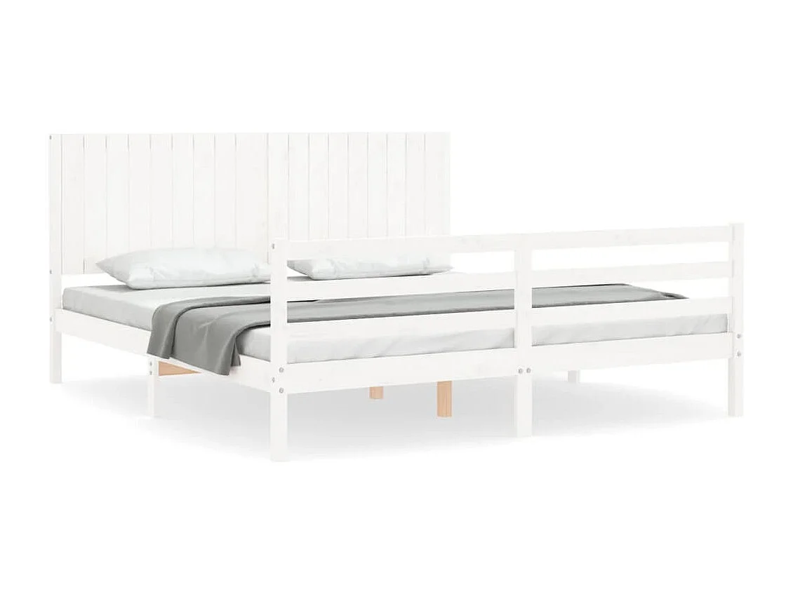 Cadre de lit sans matelas blanc bois massif